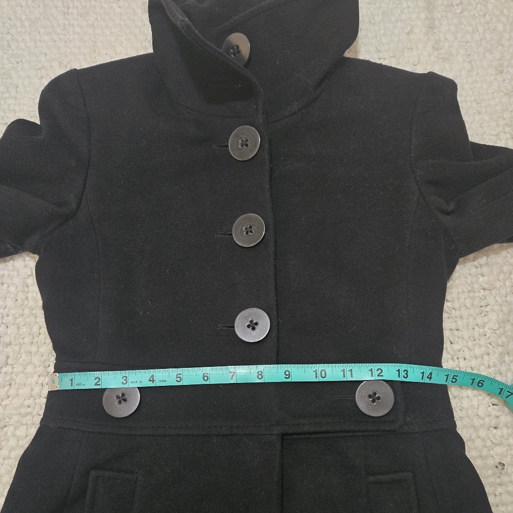 CLUB MONACO Classic Black Women's Trench Coat Wool Blend Size XS - Picture 9 of 16